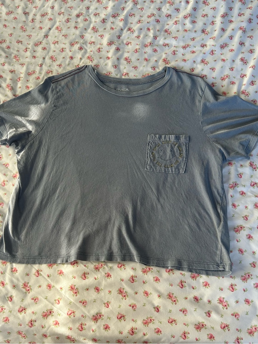 RVCA Washed Slate Blue Pocket Tee - Short Sleeve